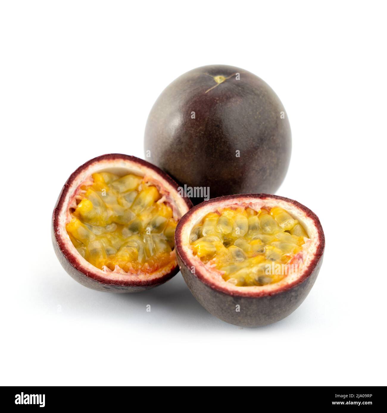 Fresh Passion fruit or Maracuja on white background Stock Photo