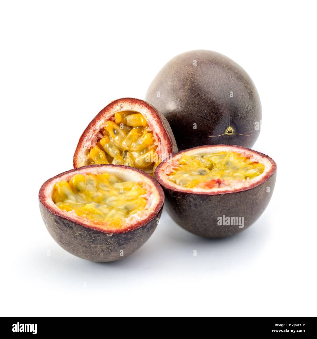 Fresh Passion fruit or Maracuja on white background Stock Photo