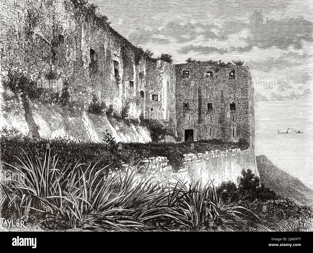 Laferriere citadel, Cap Haitien, Haiti. Caribbean, Central America. Haiti  by Edgar la Selve 1871. Le Tour du Monde 1879 Stock Photo - Alamy, image size:1300x1052