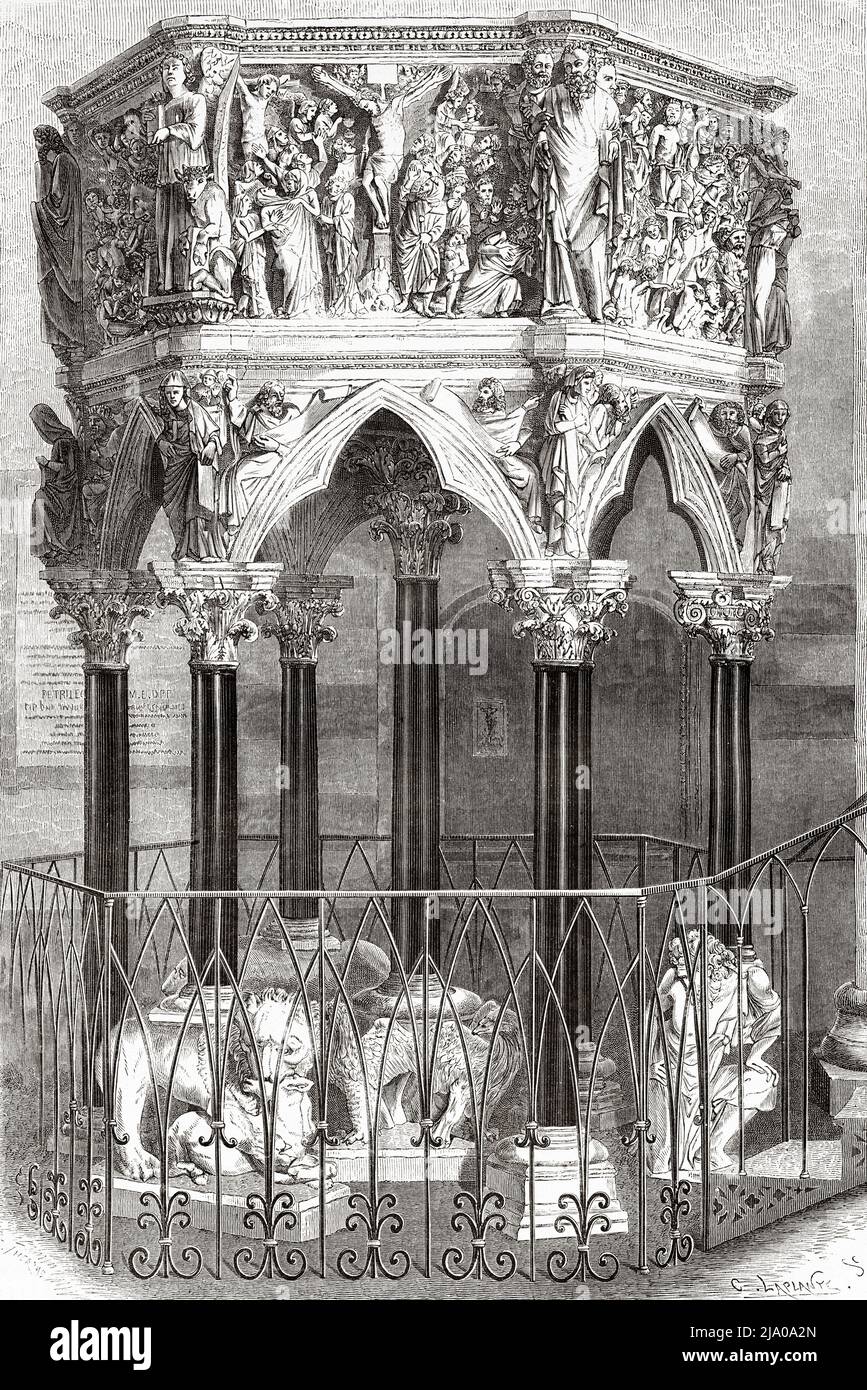 Pulpit by Giovanni Pisano, Sant Andrea Church, Pistoia. Tuscany