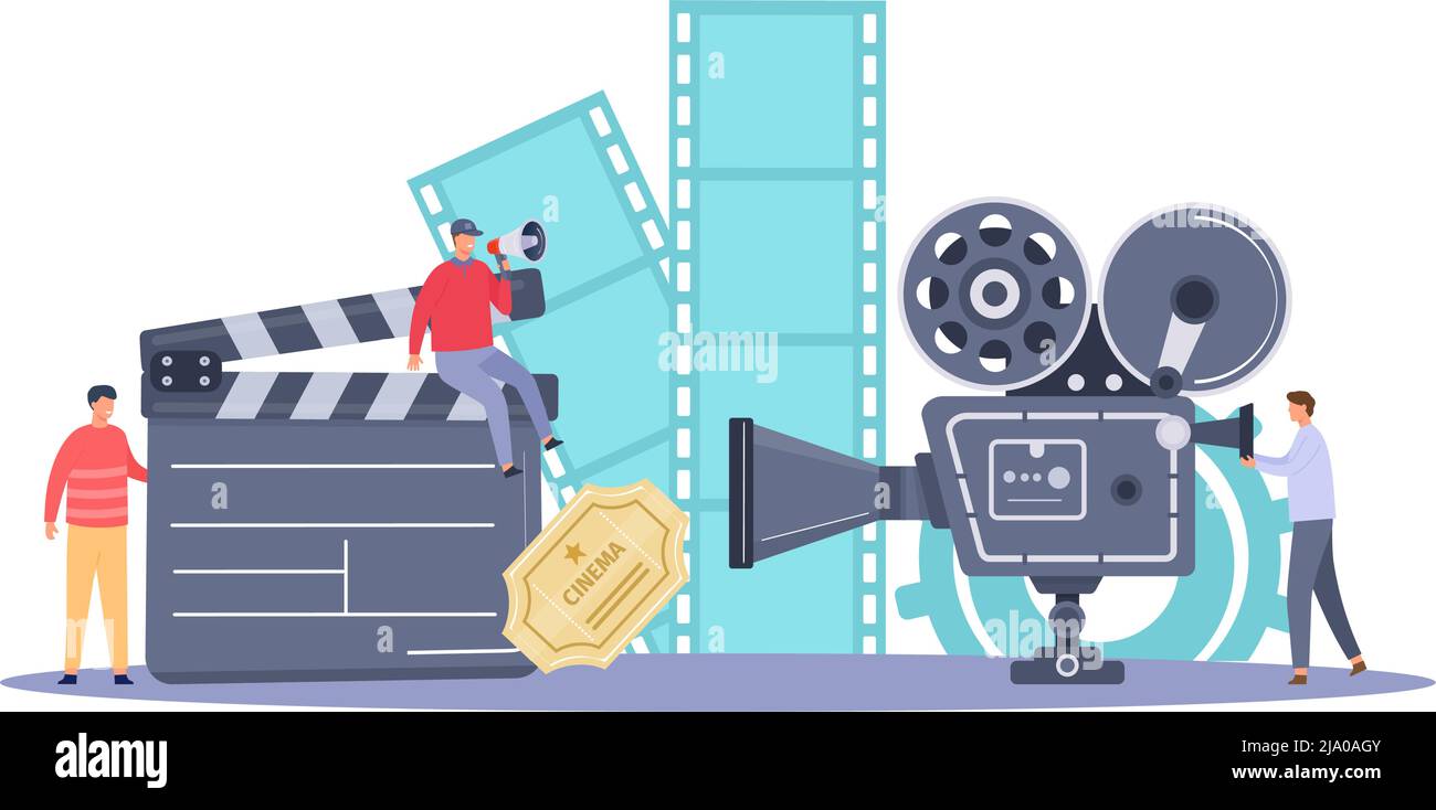 Movie making industry, shoot film by operator Stock Vector