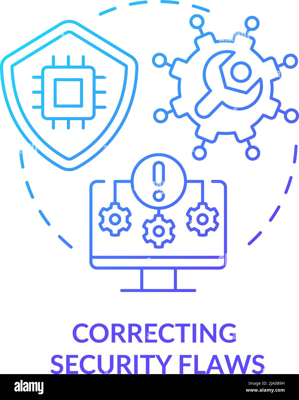 Correcting security flaws blue gradient concept icon Stock Vector