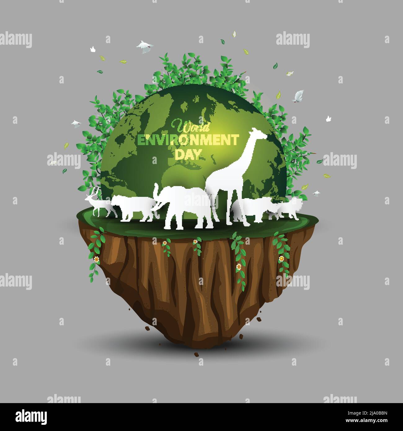 Animals In Forest Creative Design World Environment And Earth Day Animals In Forest Creative Design World Environment And Earth Day Drawing And Painting Concept Vector Illustration Design 2JA0BBN