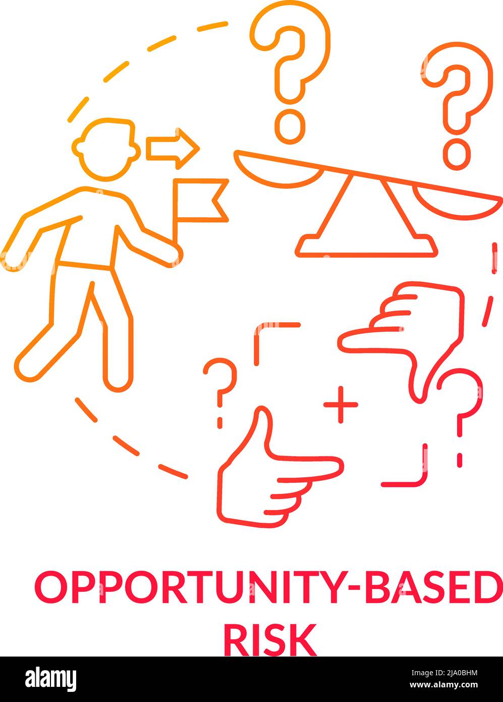 Opportunity-based risk red gradient concept icon Stock Vector Image