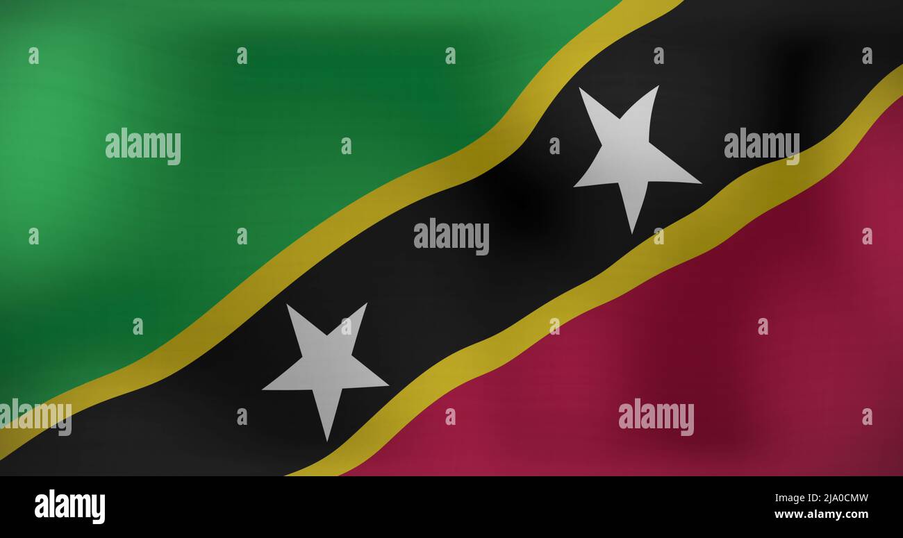 Image of waving flag of saint kitts and nevis Stock Photo