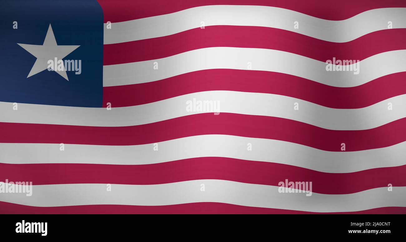 Image of waving flag of liberia Stock Photo