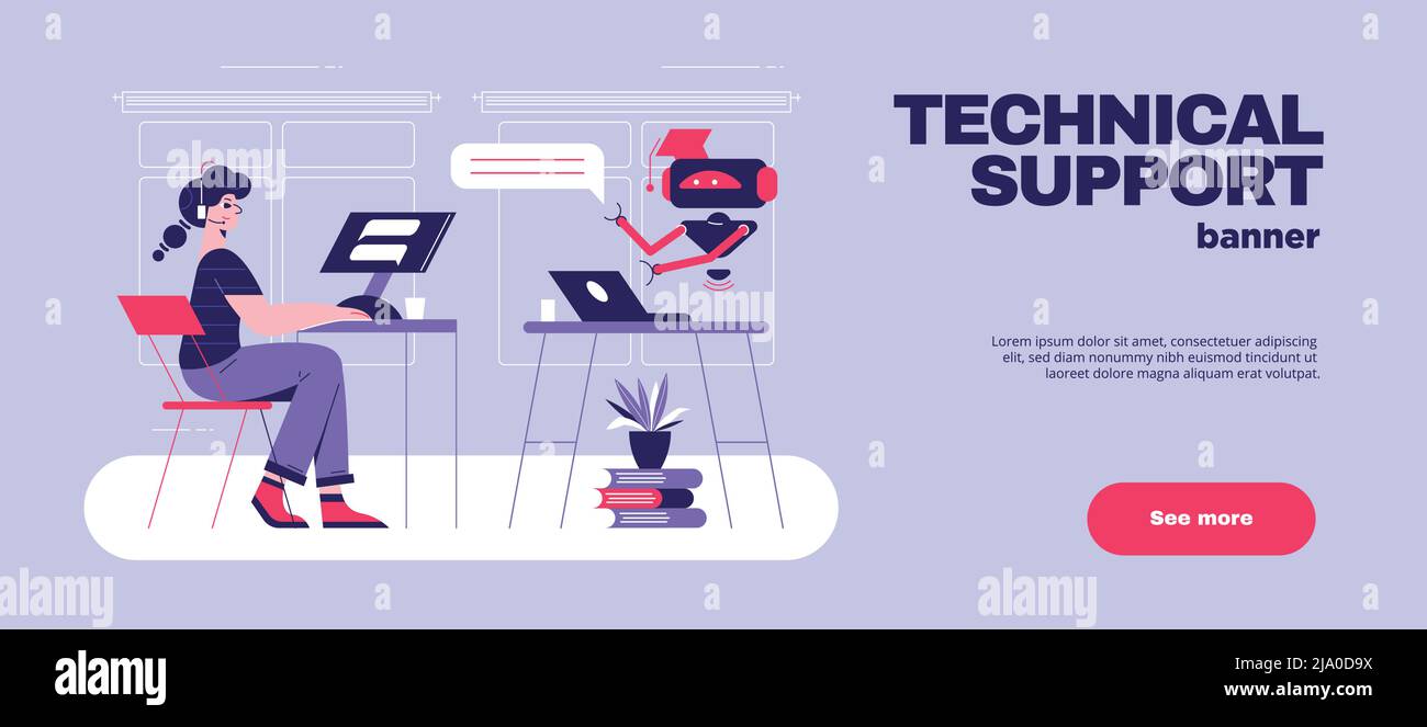 Artificial intelligence chatbot technical support software flat