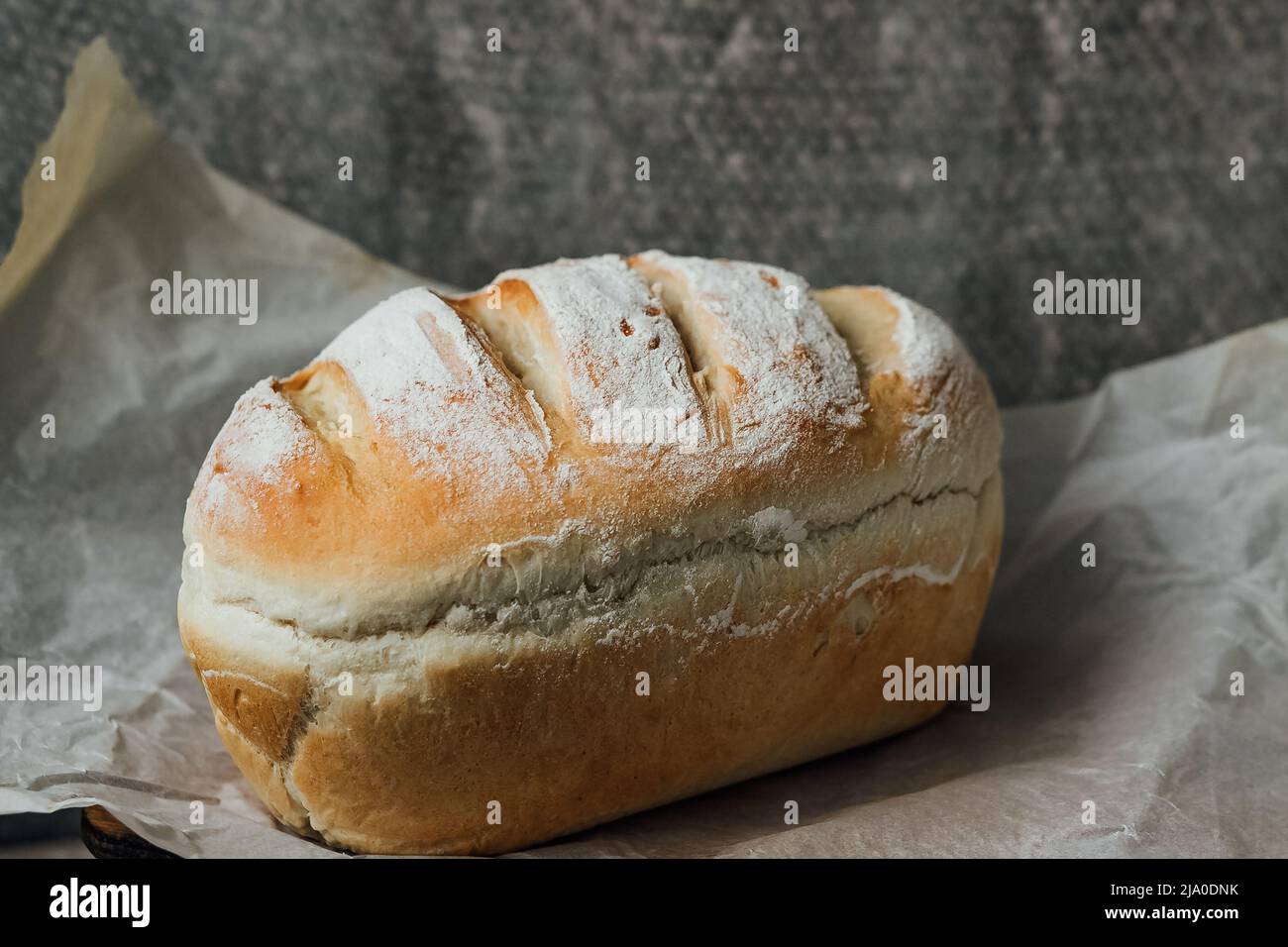 Homemade, fresh bread cools down after baking. Selective focus. place for text Stock Photo Alamy