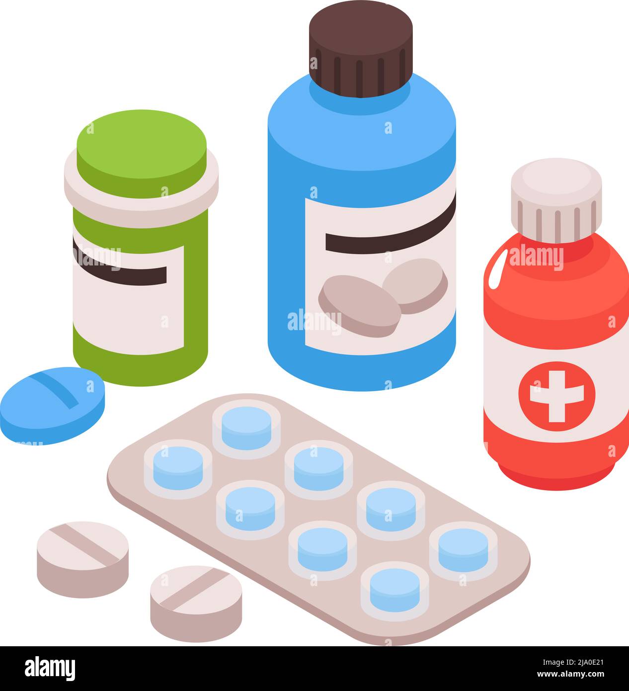 Isometric gastroenterology composition with view of medication with tubes and pills vector illustration Stock Vector