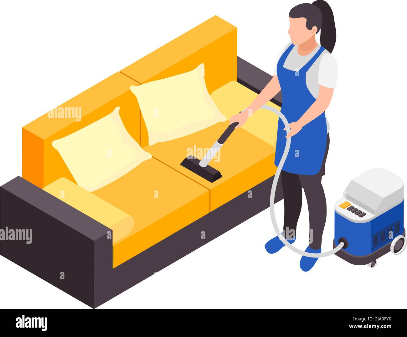 Professional cleaning service isometric composition with character of ...