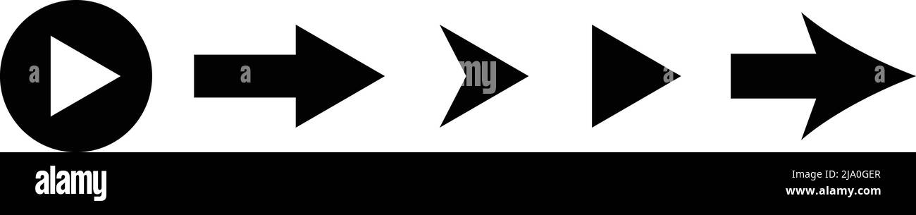 Arrow icon in various shapes. Direction vector. Editable vector. Stock Vector