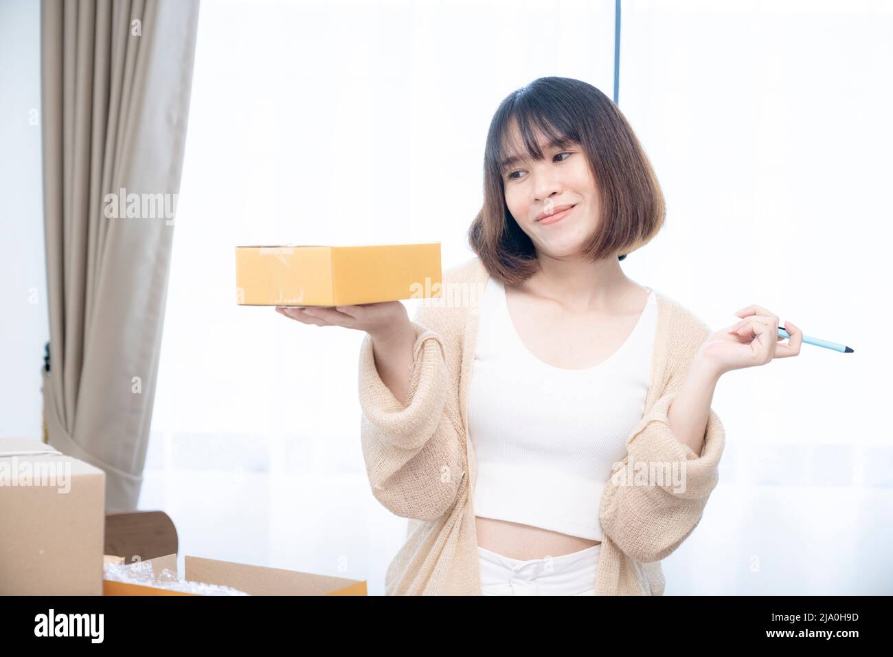 Successful small business owner, Young freelance female merchant