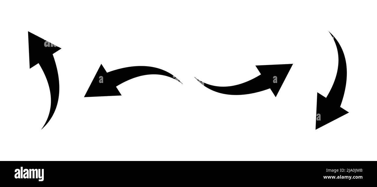 An arrow icon set with a wavy. Editable vector. Stock Vector