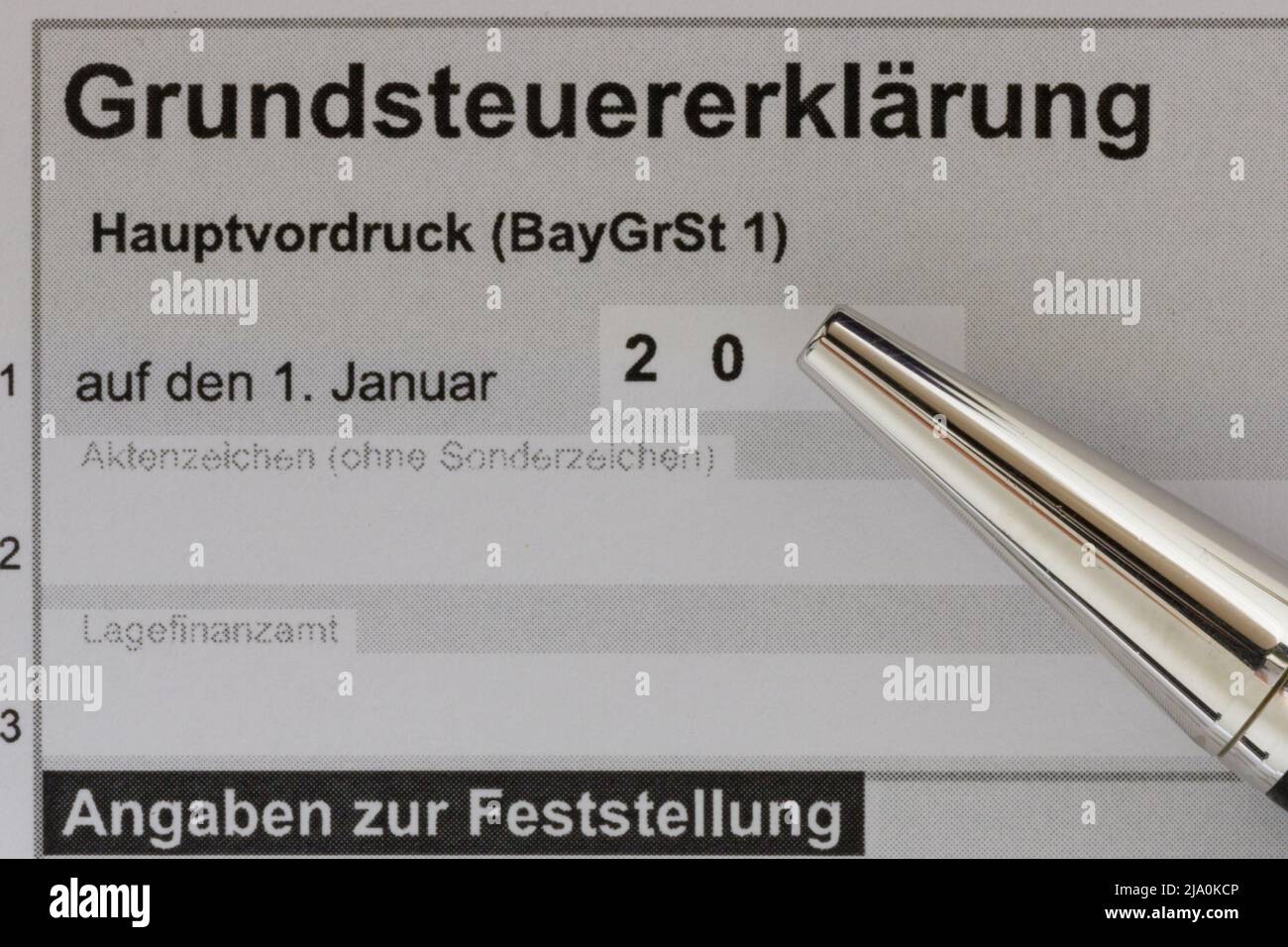 Nuremberg, Germany - Mai 17, 2022: Property Tax Form (in German: Grundsteuererklärung). Stock Photo