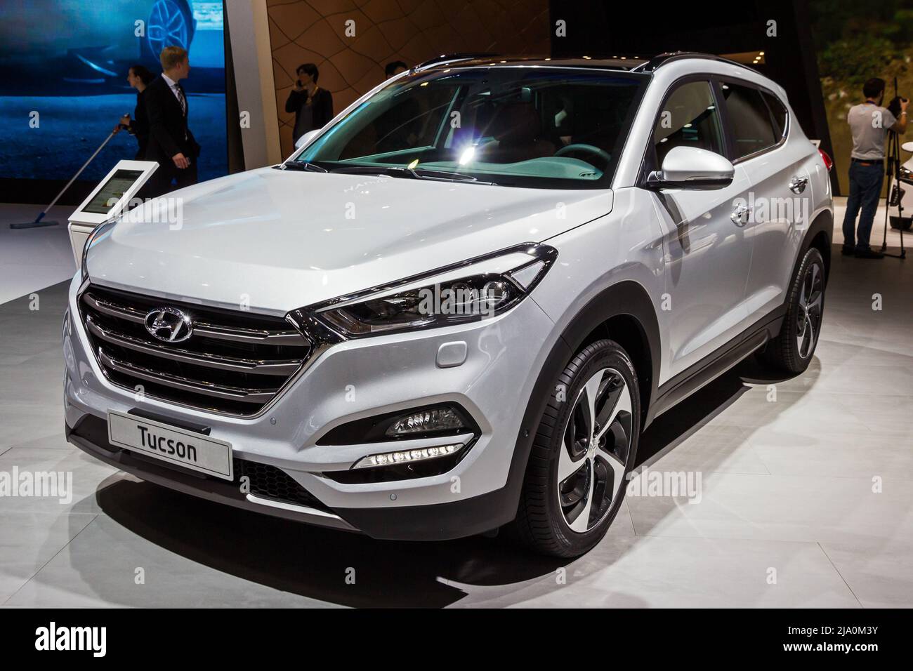 Hyundai Tucson car at the Geneva International Motor Show. Switzerland - March 2, 2016. Stock Photo