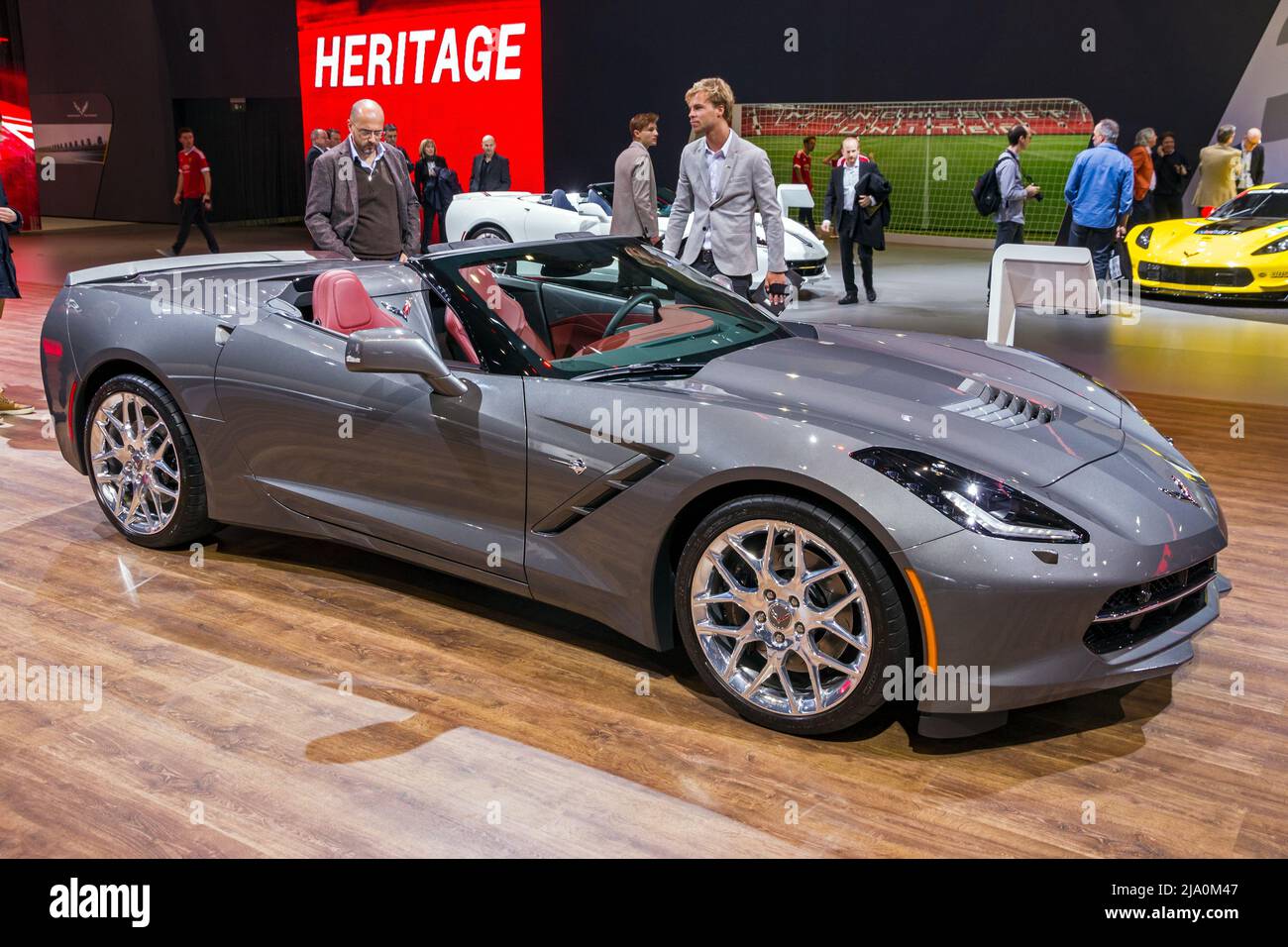 Chevrolet Corvette sports car showcased at the Geneva International Motor Show. Switzerland - March 2, 2016. Stock Photo