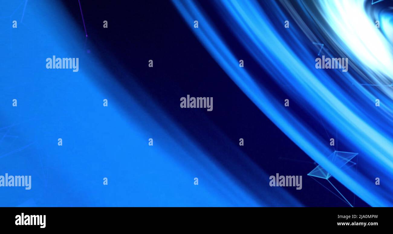 Image of shapes over black background with blue lines Stock Photo