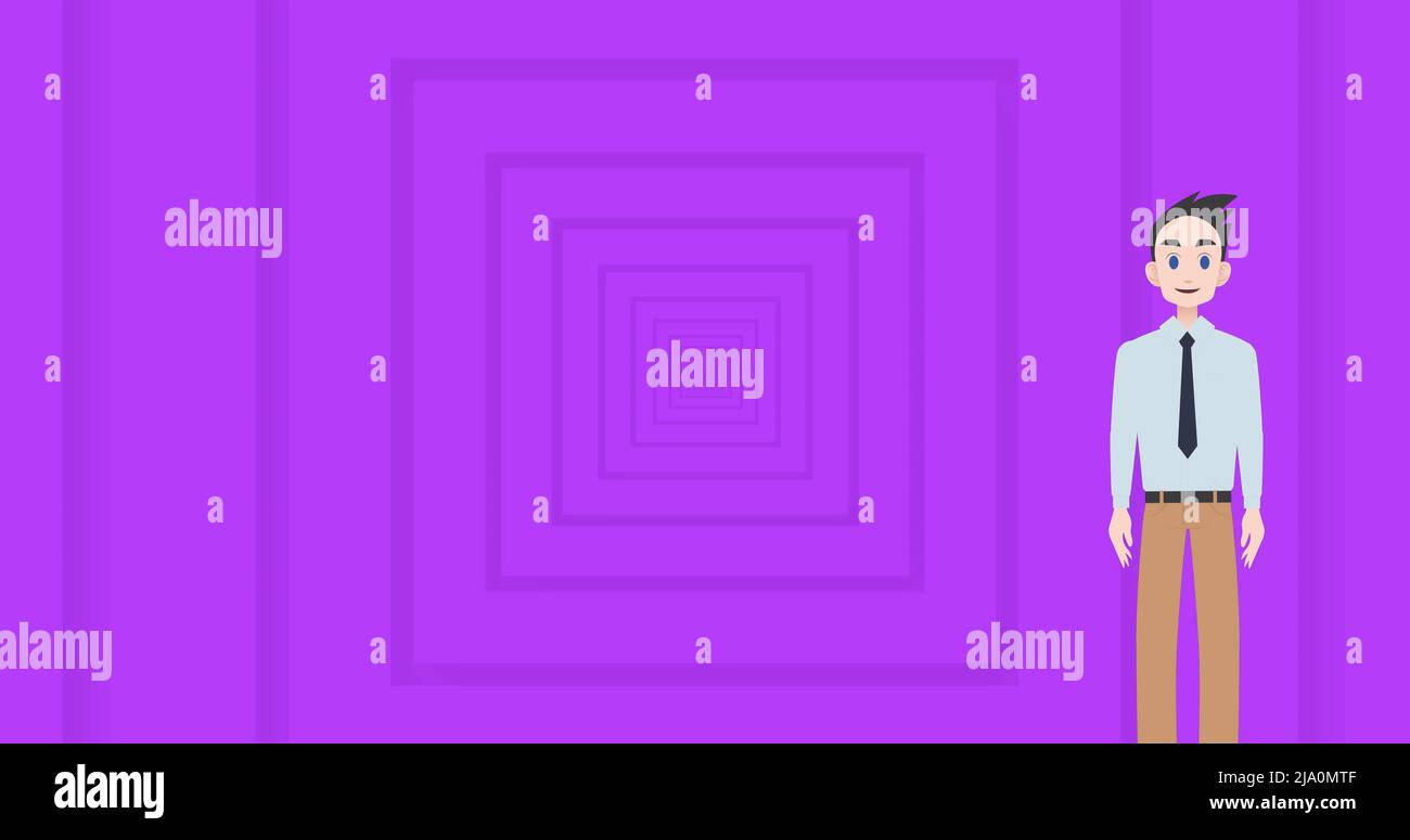 Image of man icon over purple squares Stock Photo
