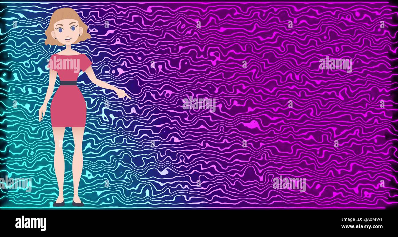 Image of woman icon over colorful moving background Stock Photo