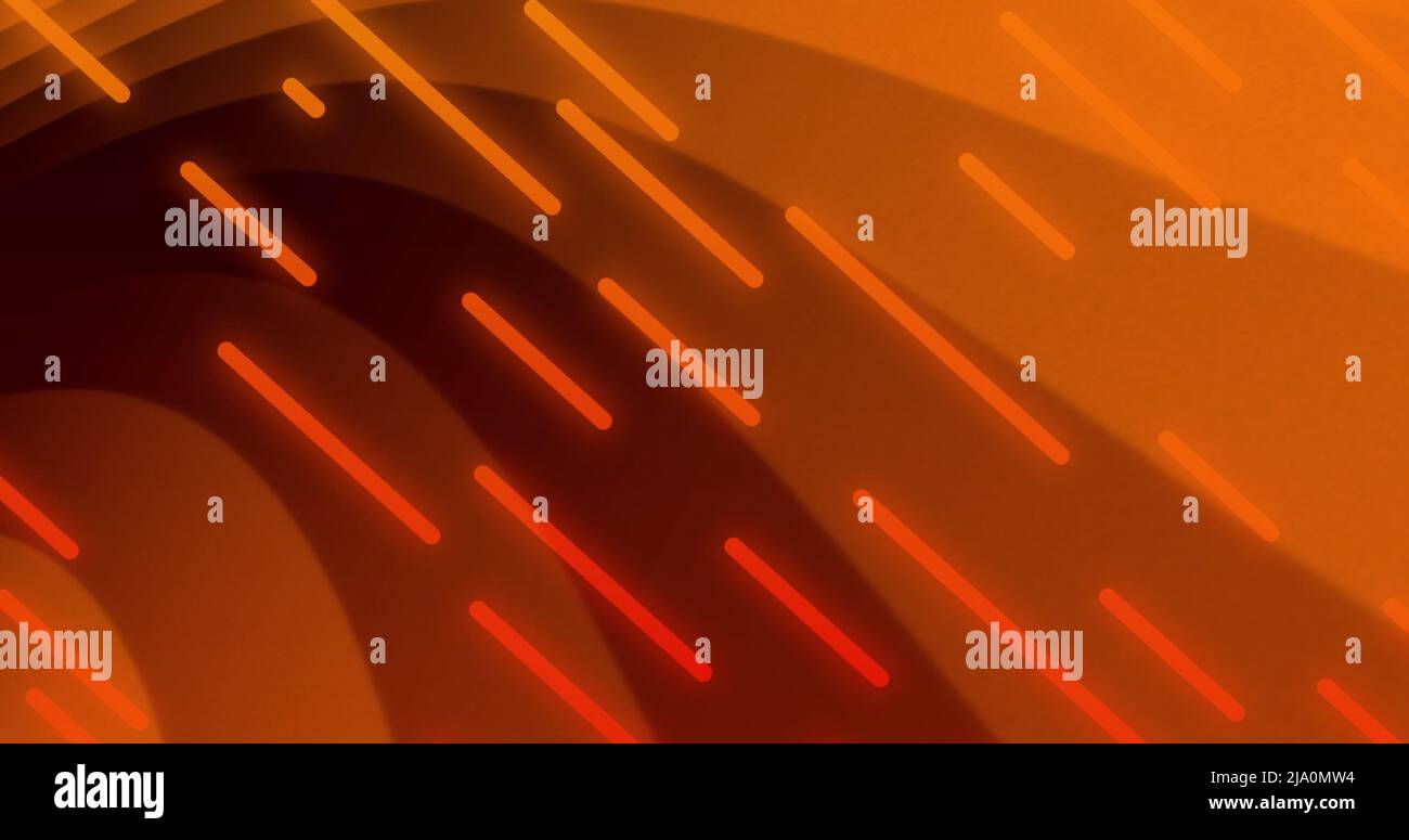 Image of red and orange lines over black background with orange waves Stock Photo
