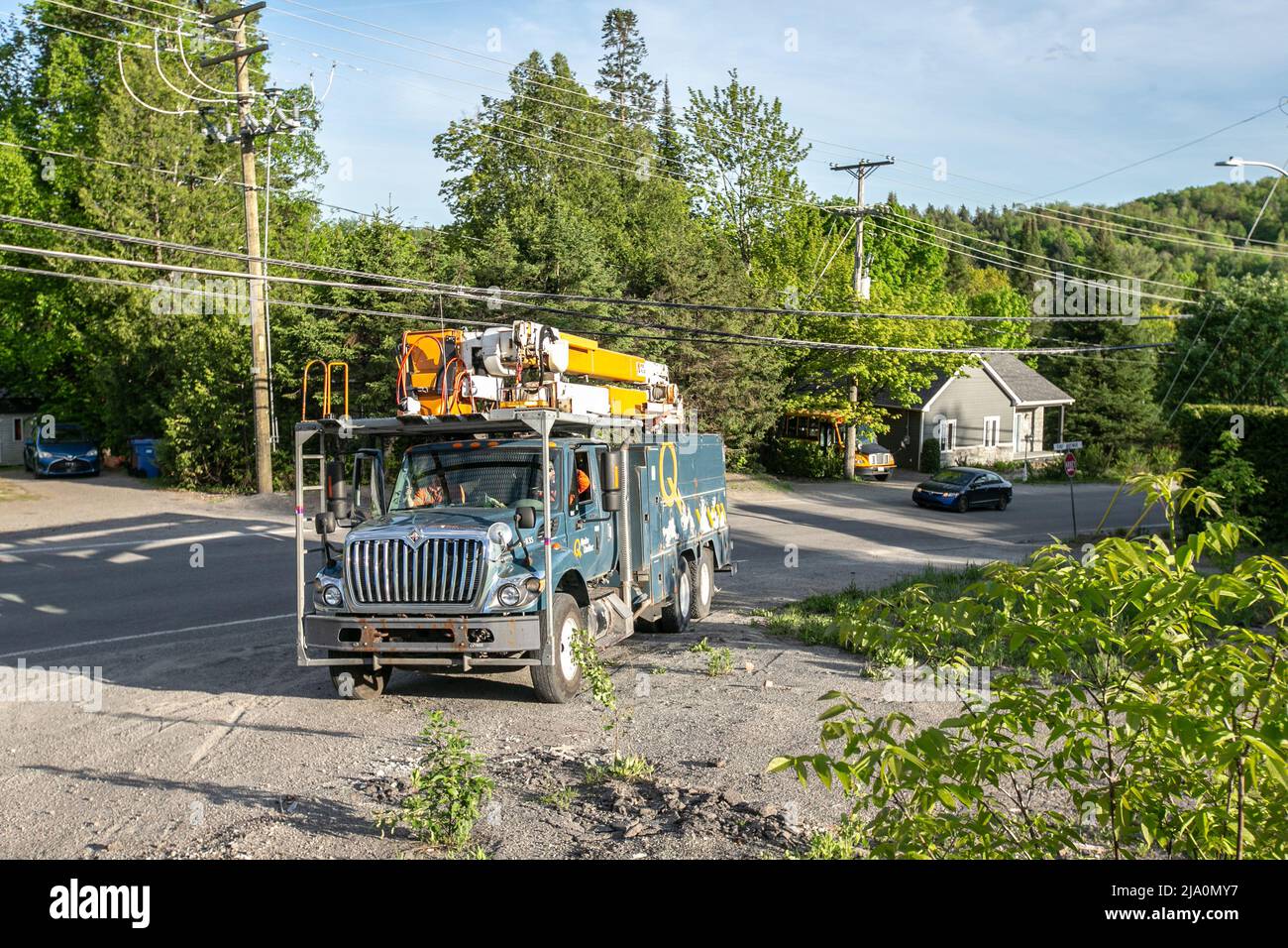 HydroQuebec workers trying to bring power back to the region Stock