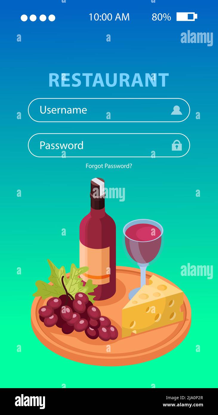 Wine production application background with username and password