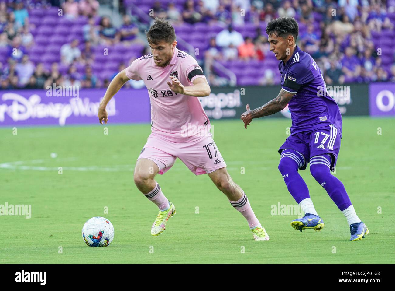 Orlando, Florida, USA, May 25, 2022, Inter Miami forward Indiana Vassilev 17 makes a run as