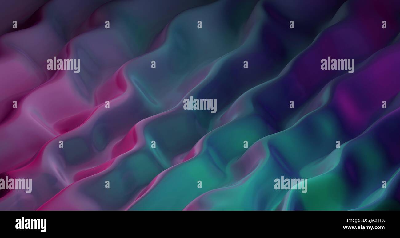 Image of multiple 3d multi coloured liquid shapes waving and