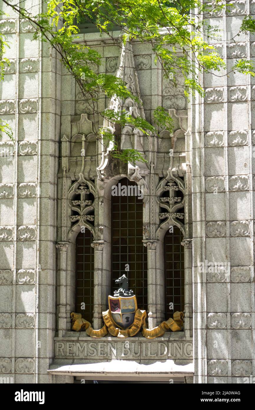 The Remsen Building in neogothic architecture style is located at 148 Madison Avenue, New York