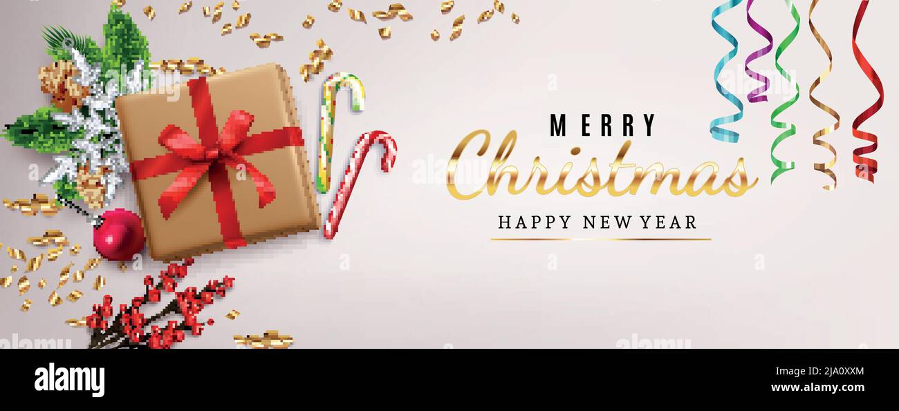 Christmas decoration composition with merry holiday celebration symbols ...