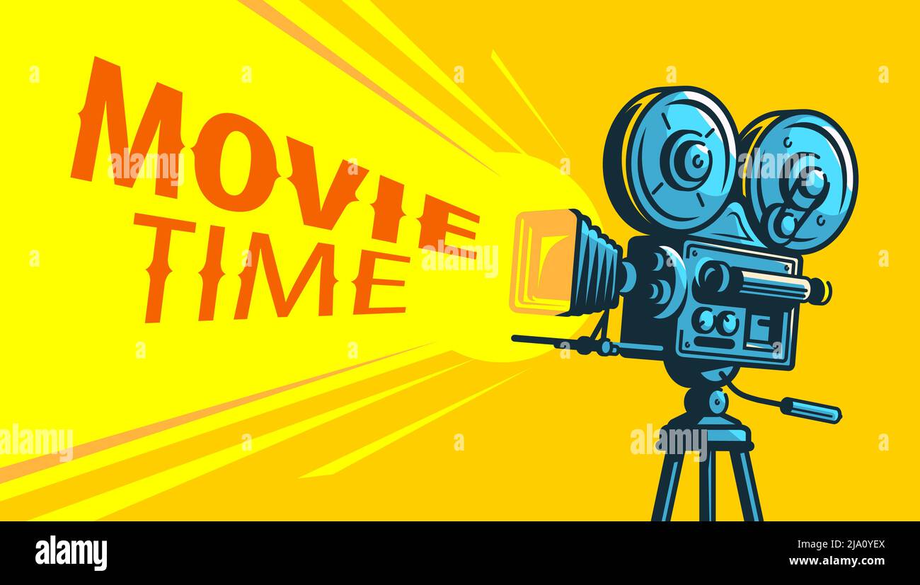 Cinema movie poster design. MOVIE TIME banner vector. Retro film camera  background Stock Vector Image & Art - Alamy