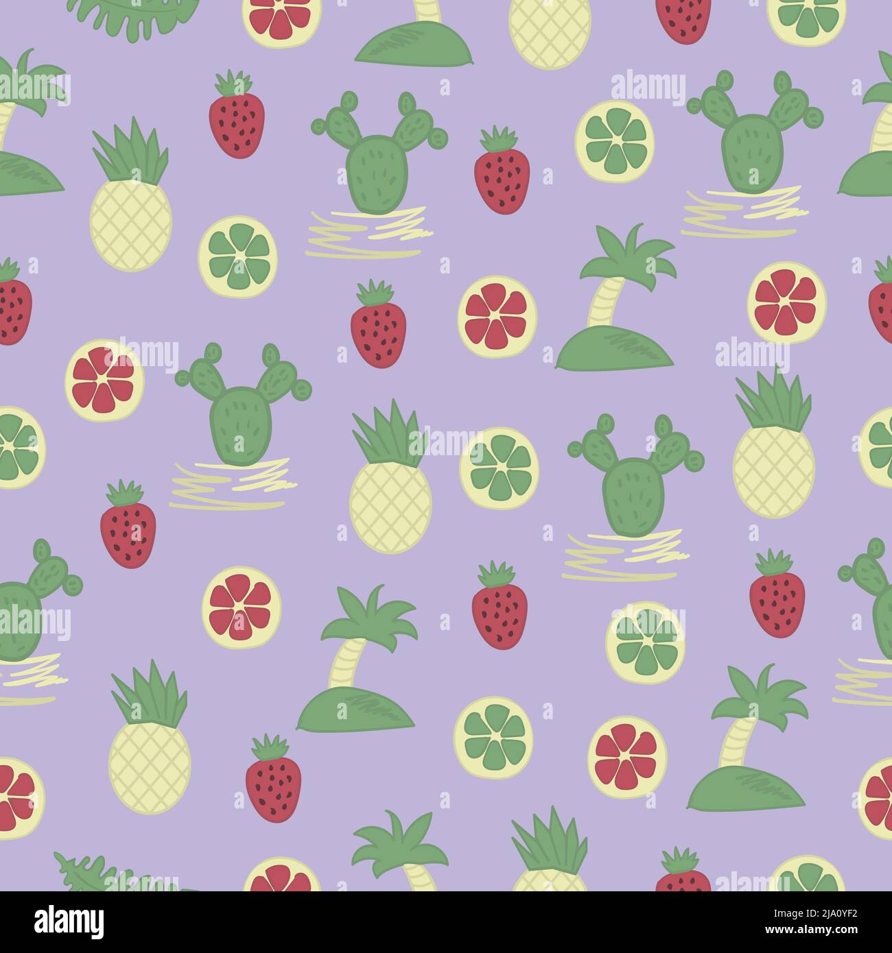 Plants on violet background, seamless pattern Stock Vector