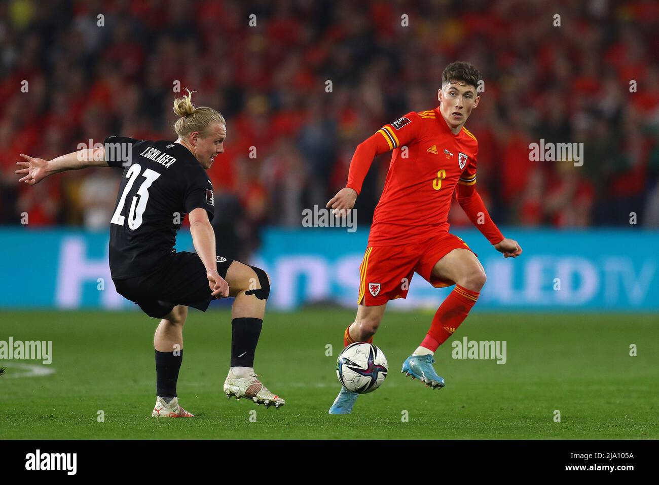 Harry Wilson of Wales in action (r). FIFA World Cup 2022 play off semi