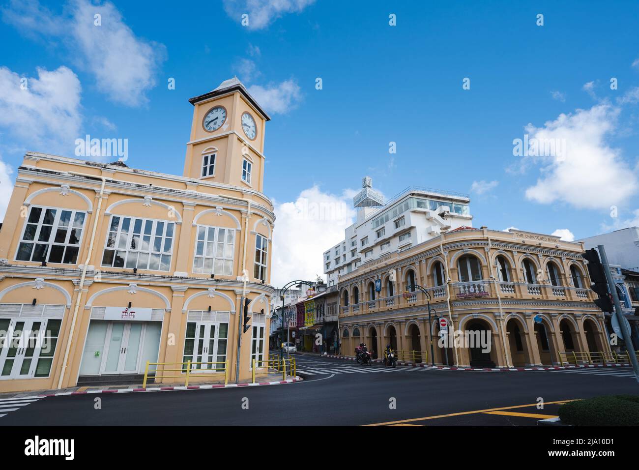Phuket old town with Building Sino Portuguese architecture at Phuket Old Town area Phuket, Thailand. Stock Photo
