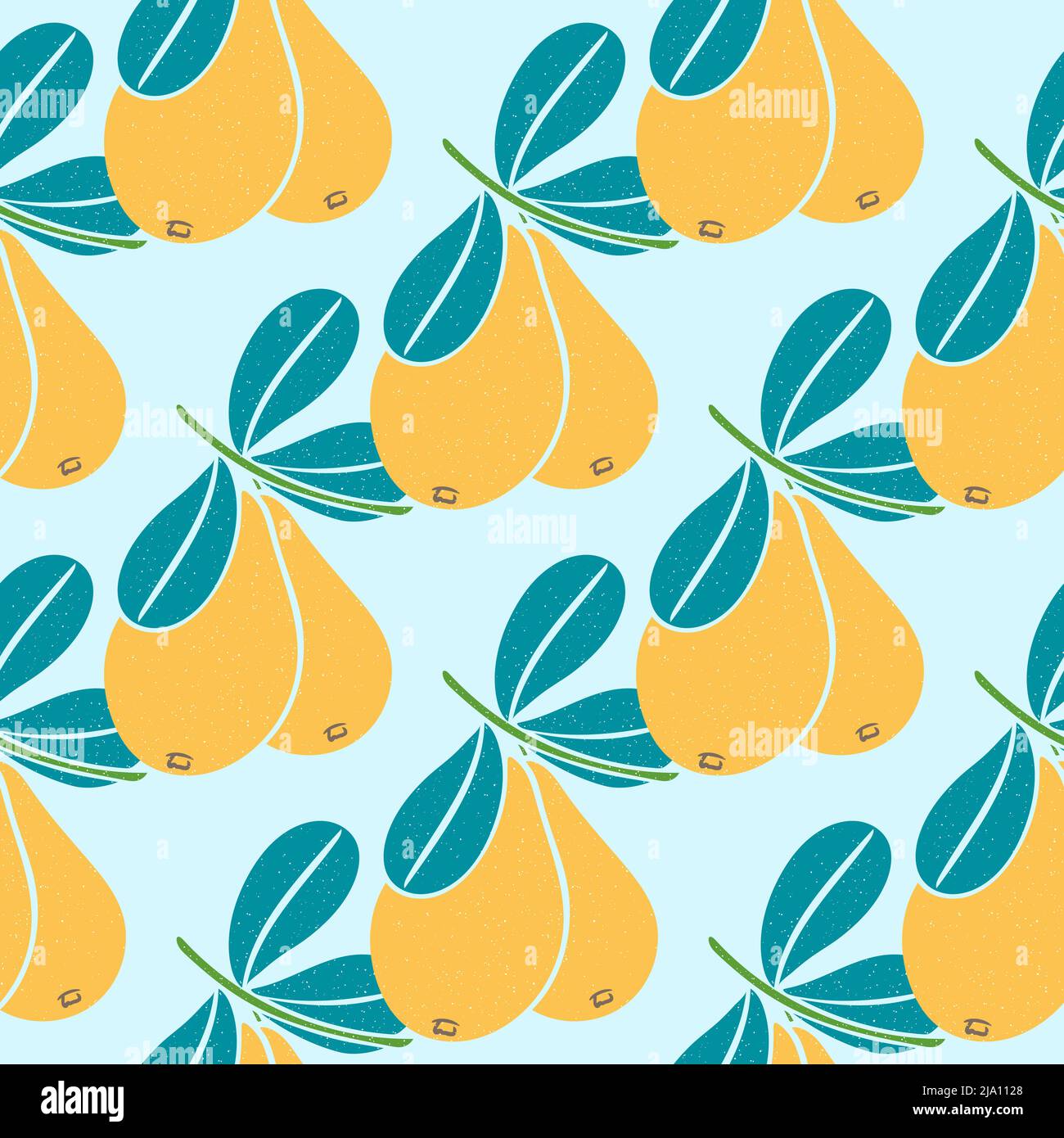 Vintage seamless pattern pear on branches with leaves Stock Vector