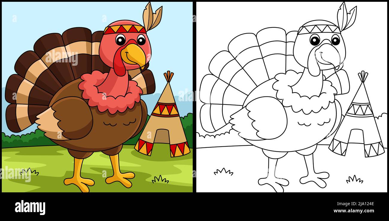 Thanksgiving Turkey Indian Headdress Illustration Stock Vector Image