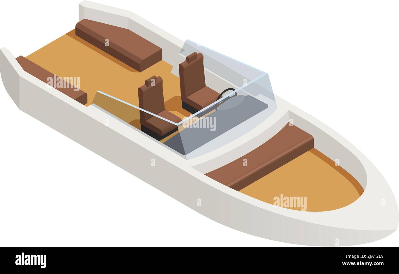 Yachting isometric composition with isolated image of cutter boat on ...