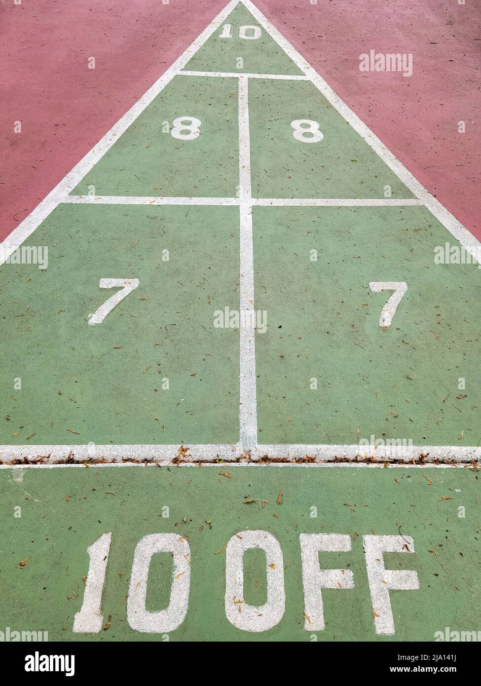 Outdoor shuffleboard game with numbers on concrete Stock Photo Alamy