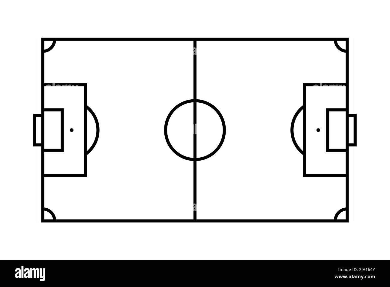 Soccer field. View from above from football field line. Contour limits