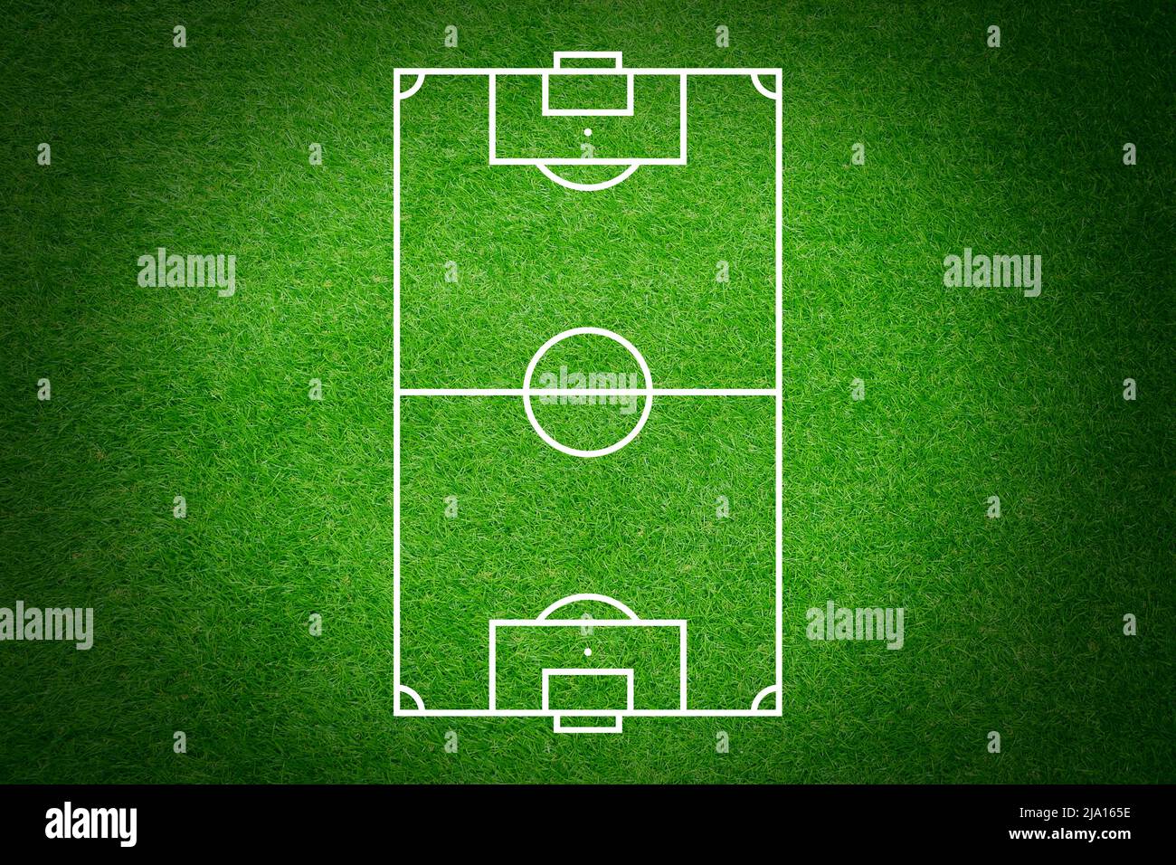 Soccer field. View from above from football field line. Contour limits