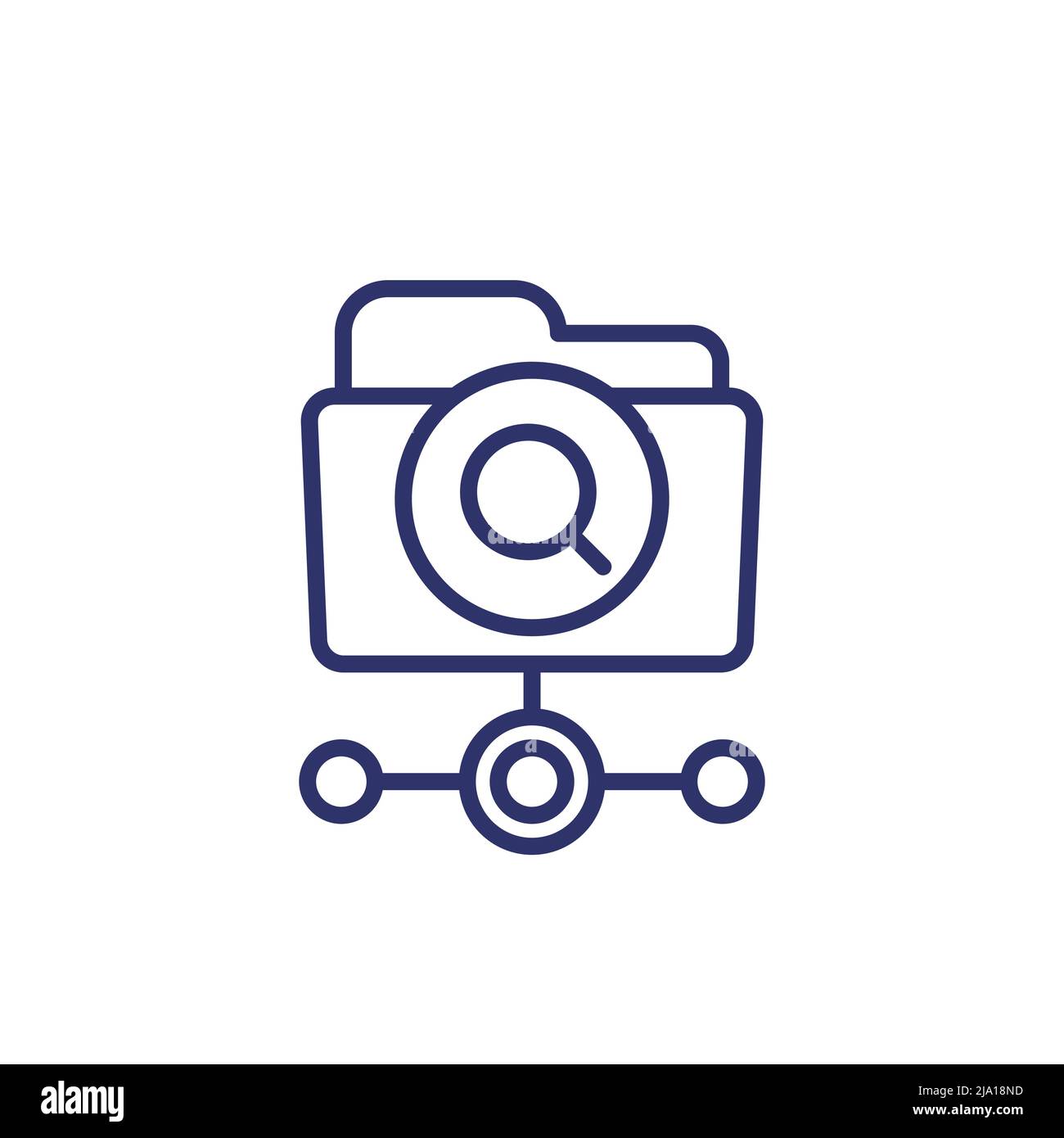 folder search line icon on white Stock Vector
