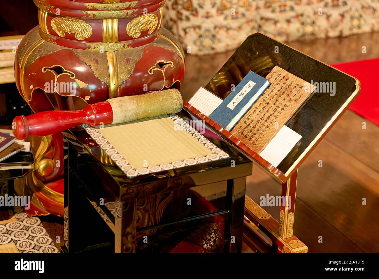 Japan. Kyoto. Table of prayers inside Chion-in temple Stock Photo