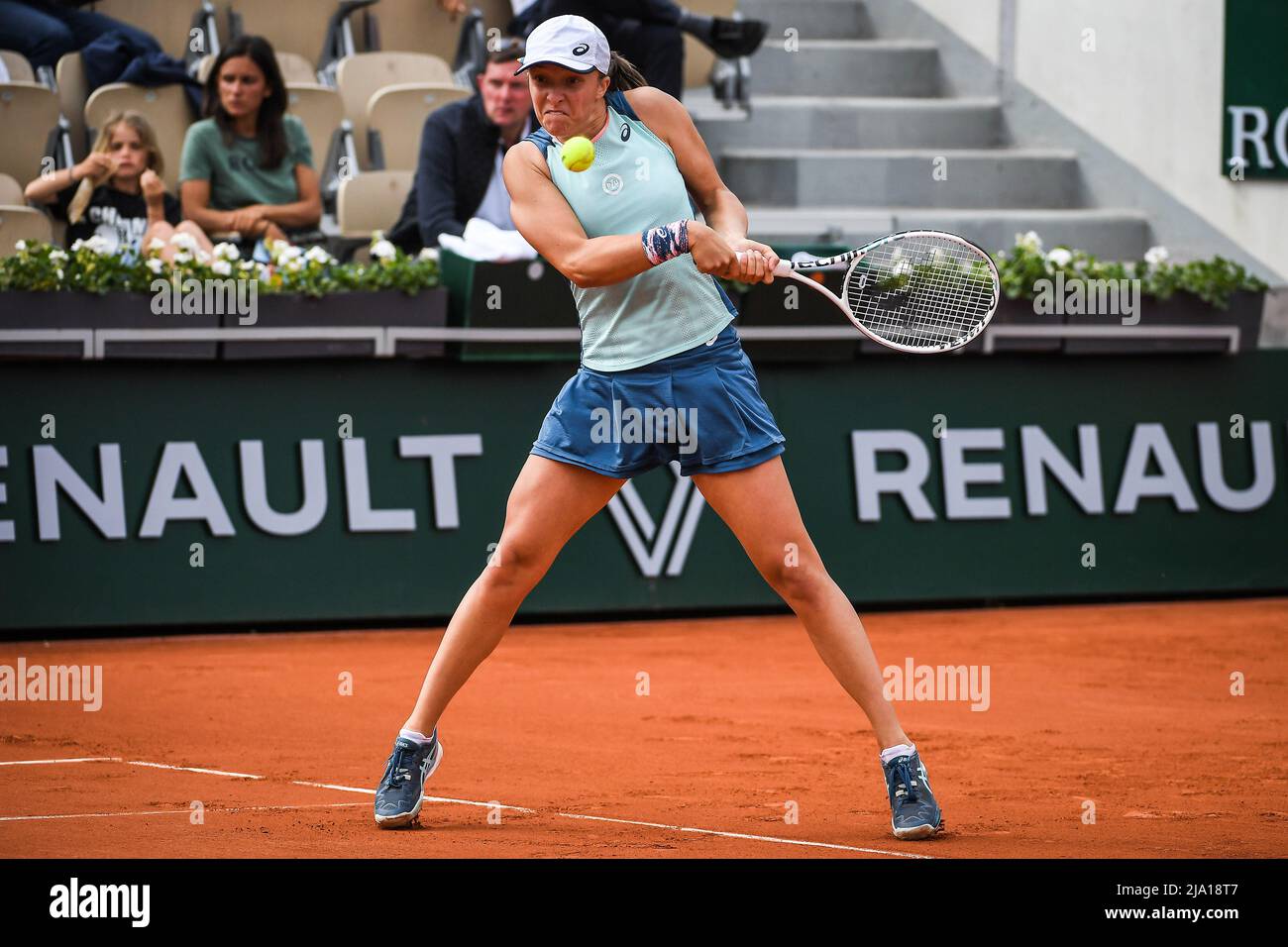 Rome, France: May 26, 2022, Iga SWIATEK of Poland during the Day five of  Roland-Garros 2022, French Open 2022, Grand Slam tennis tournament on May  26, 2022 at Roland-Garros stadium in Paris,