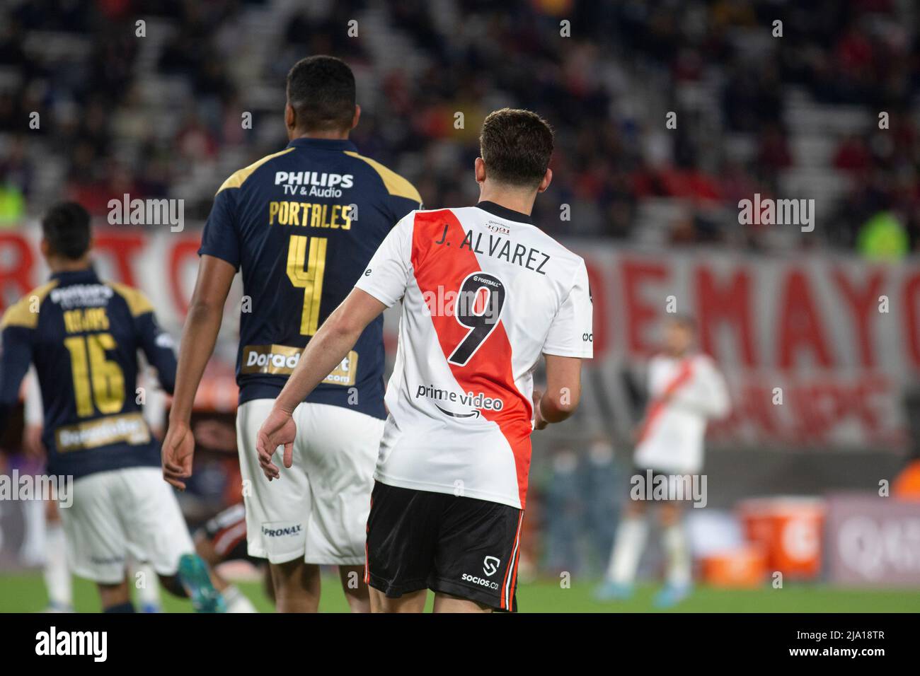 One of Latest games of Julian Alvarez, Football player from River Plate, Argentina. Stock Photo