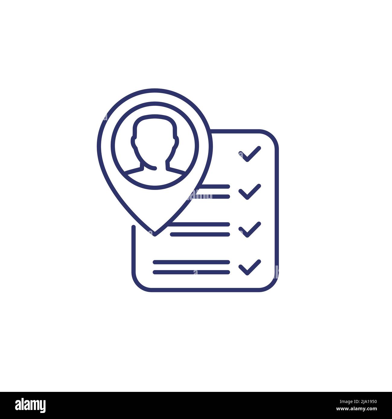 qualification line icon, man and checklist Stock Vector