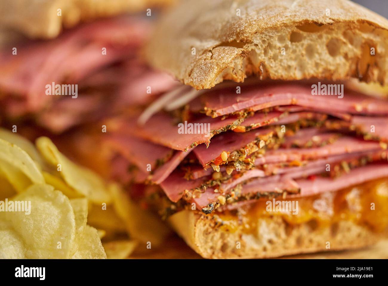 Reuben sandwich. Classic traditional American sandwich. Pastrami and