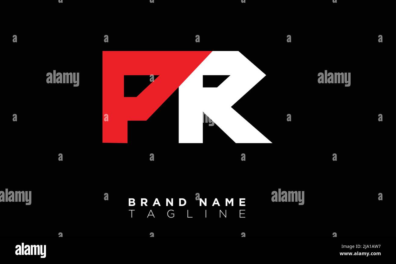 PR Alphabet letters Initials Nonogram logo Stock Vector