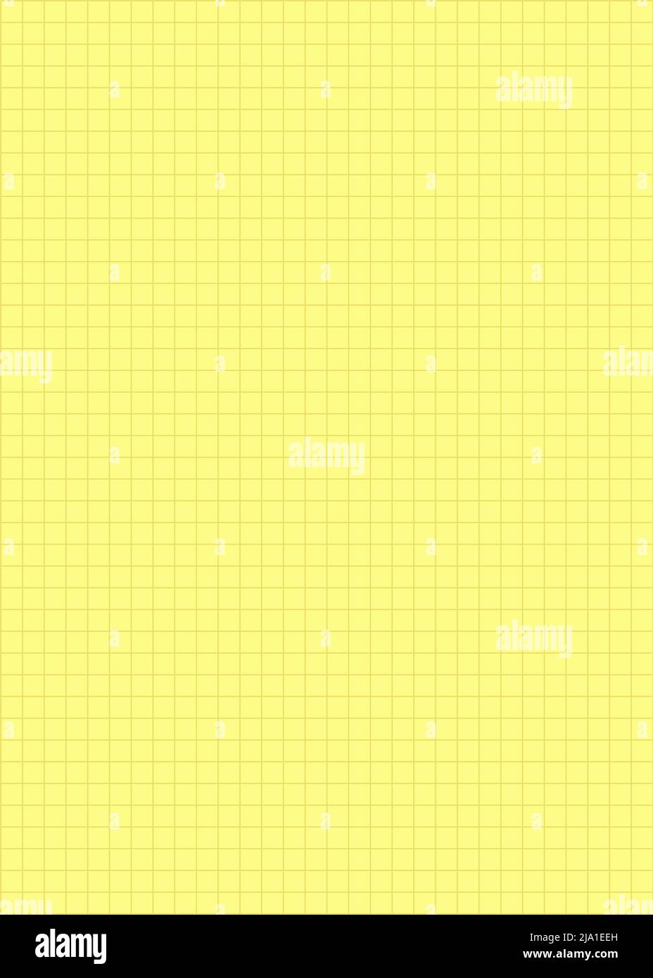 Blank notebook sheet with margins and yellow squares For planner, school, print A5 Checkered pattern Papers homework and exercises Vertical editable m Stock Vector