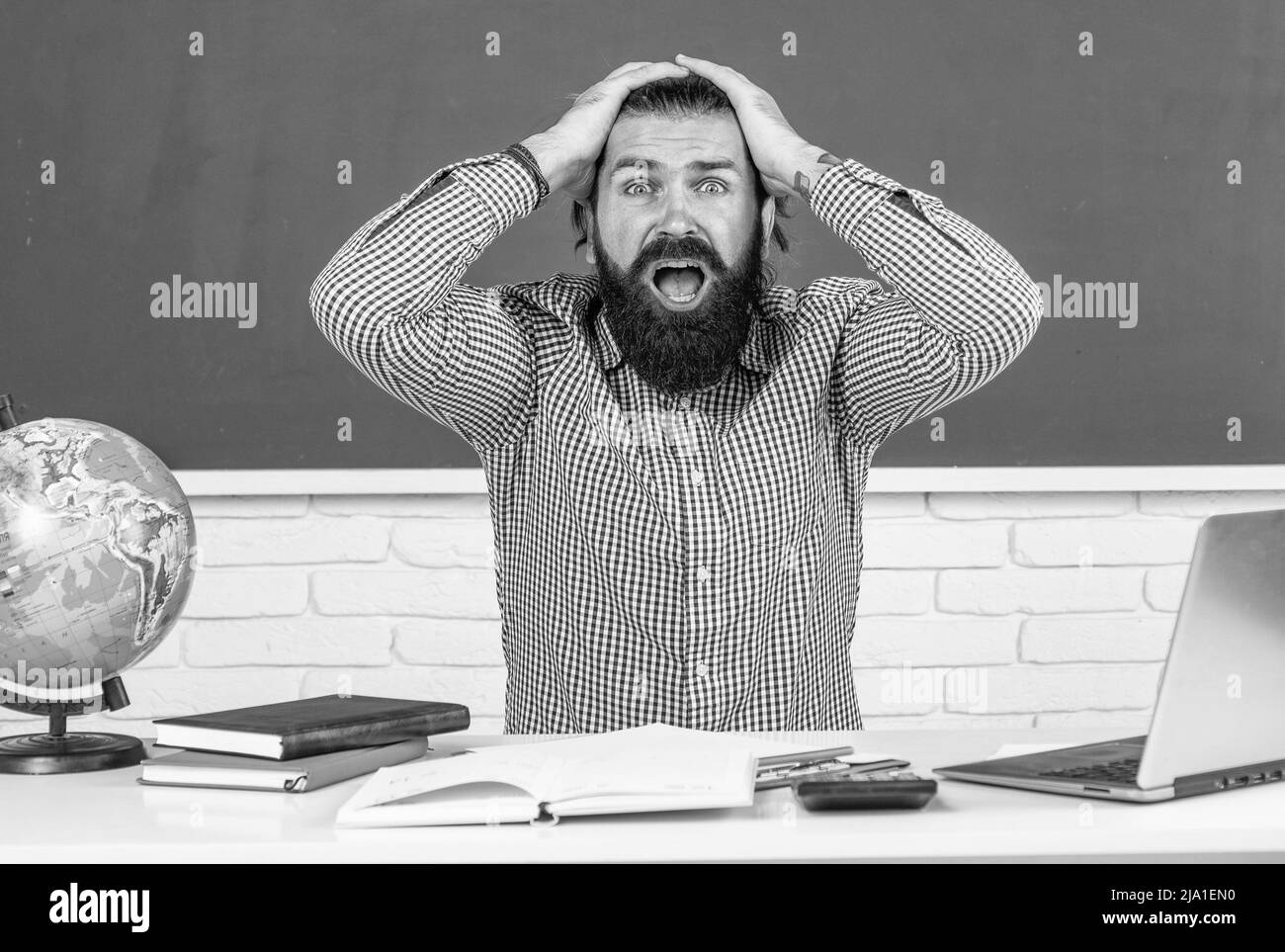 Classroom table students book Black and White Stock Photos & Images - Alamy