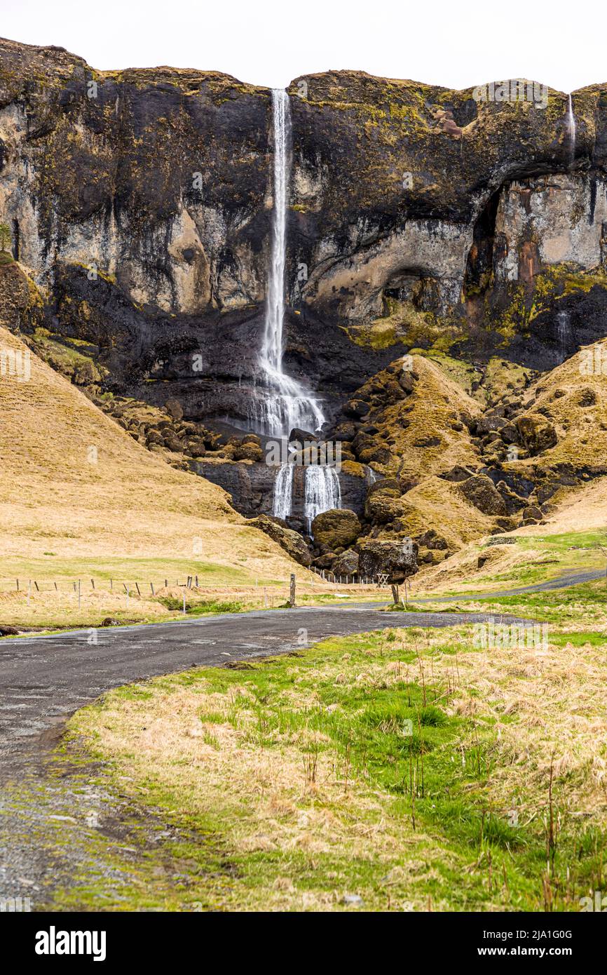 Waterfall Foss a Sidu in Iceland Stock Photo